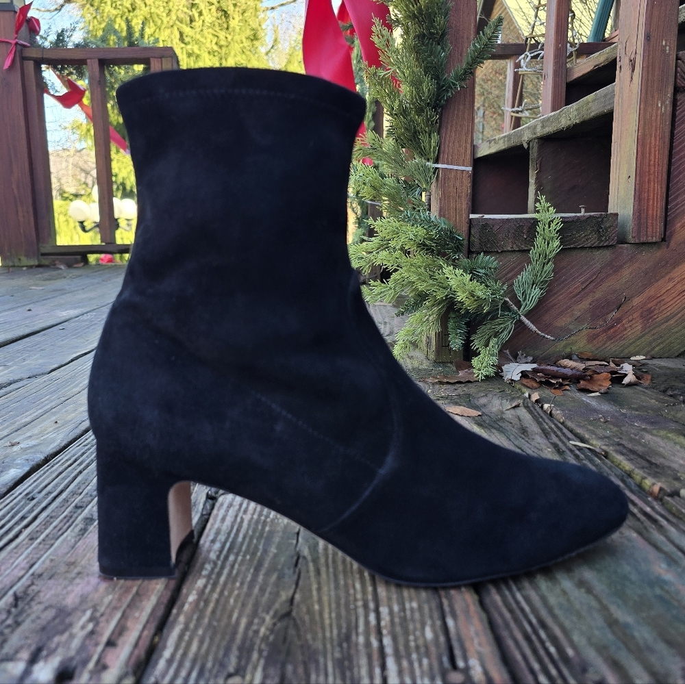 Stuart Weitzman, Sofia Sock Bootie, Black Suede, … - image 7